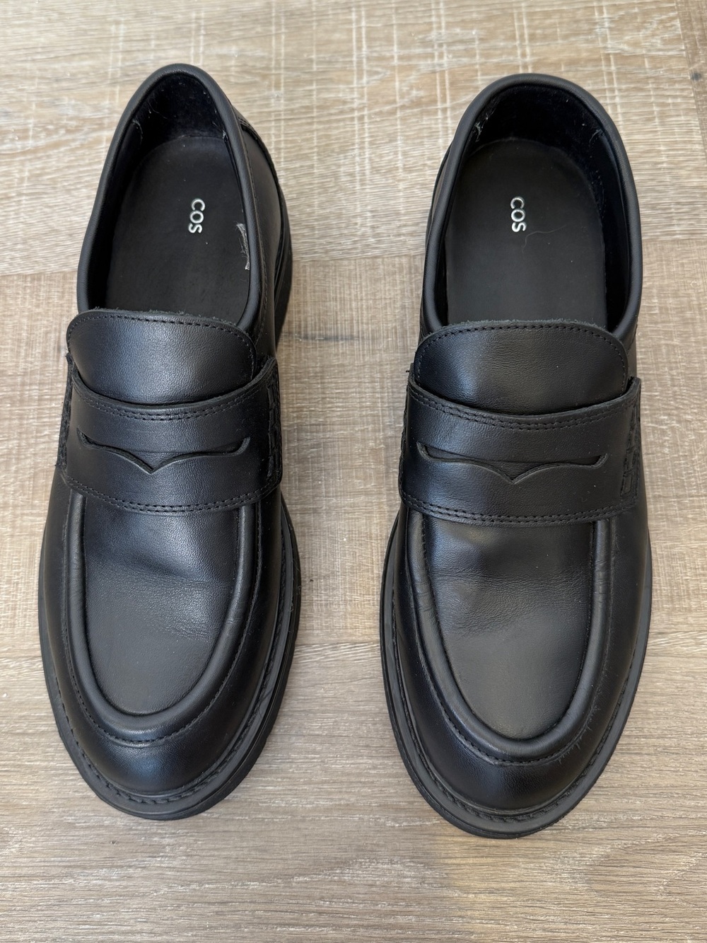 COS Size US 10 / EU 40 Chunky Leather Black Penny Loafers - Picture 3 of 8